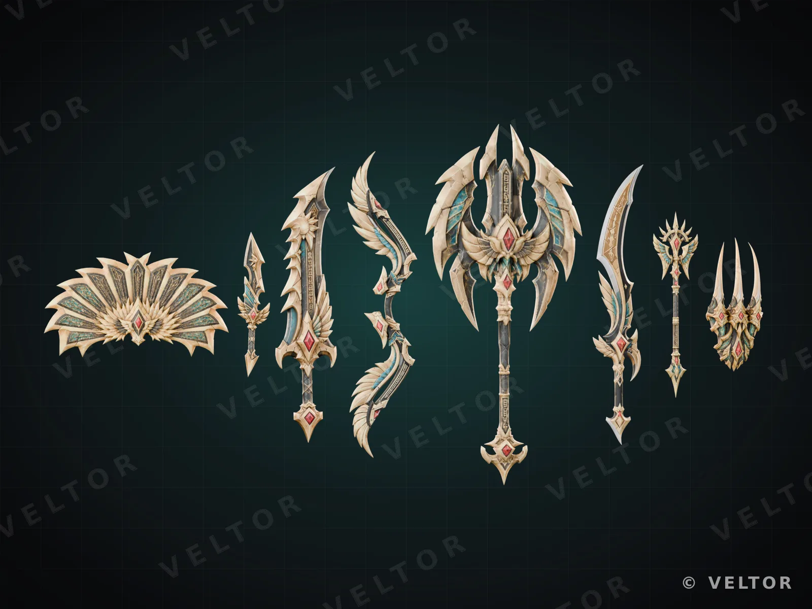 Les 8 armes du set