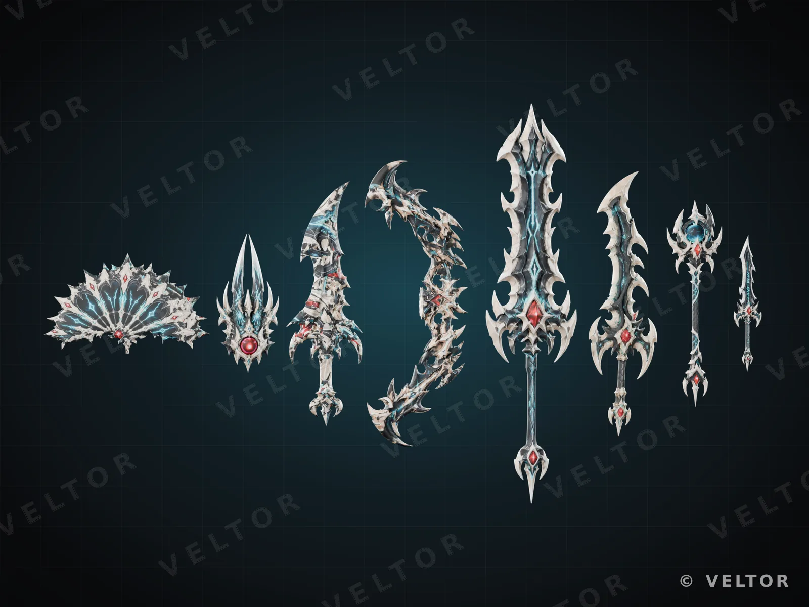 Les 8 armes du set